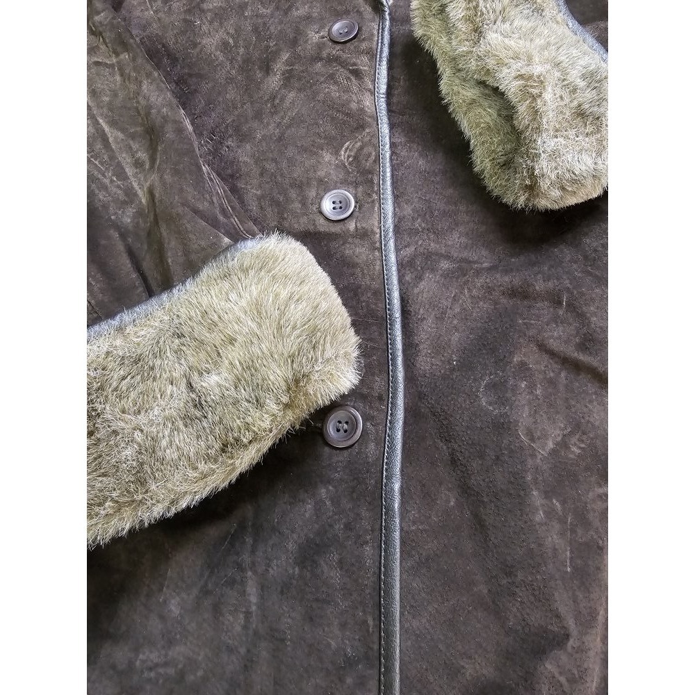 Lane Bryant Venezia Suede Leather Faux Fur Size 3xl Jacket ~ Heavy - Picture 3 of 9